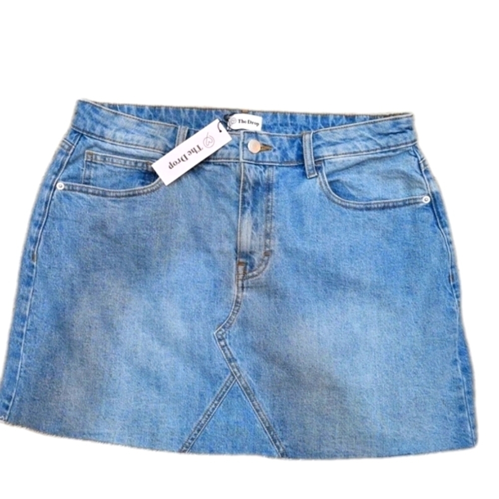 #210 The Drop Light Blue A-Line Denim Skirt Size LARGE